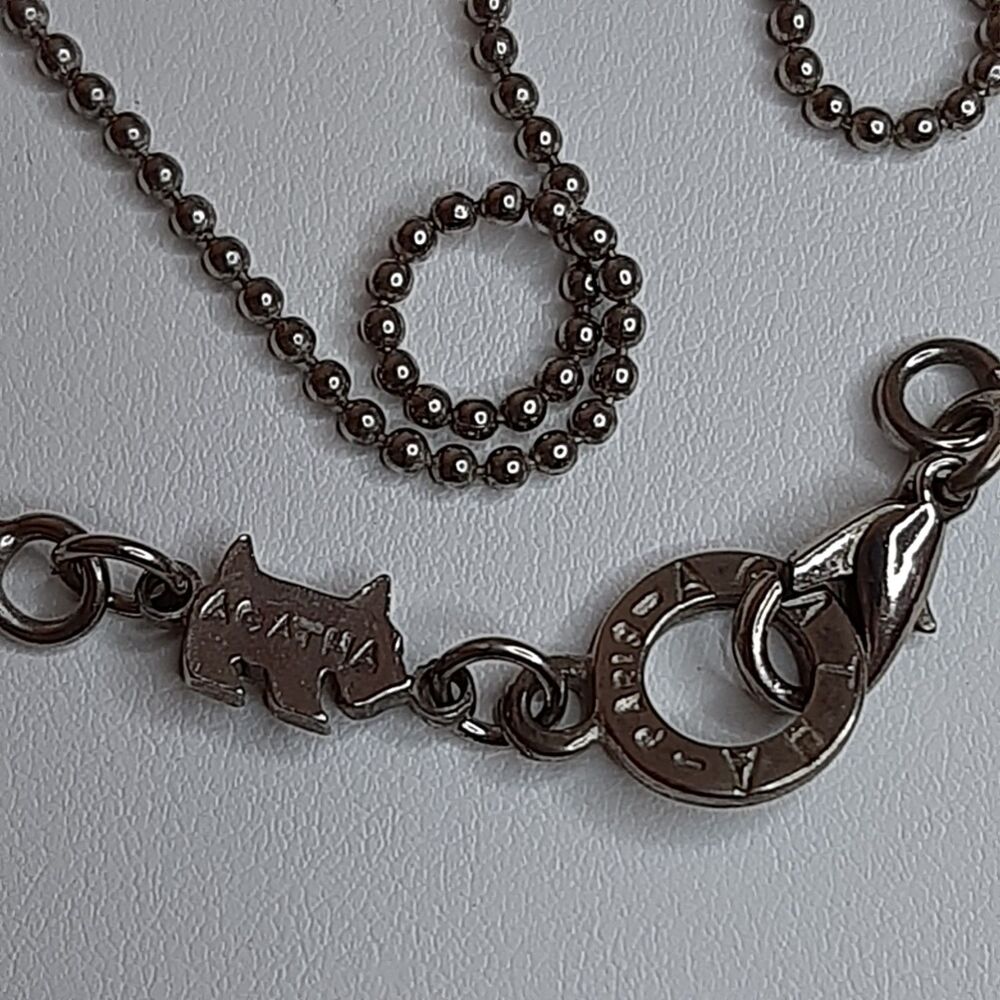 Agatha Paris silver-tone simple ball chain 26" necklace w/ scotty dog logo